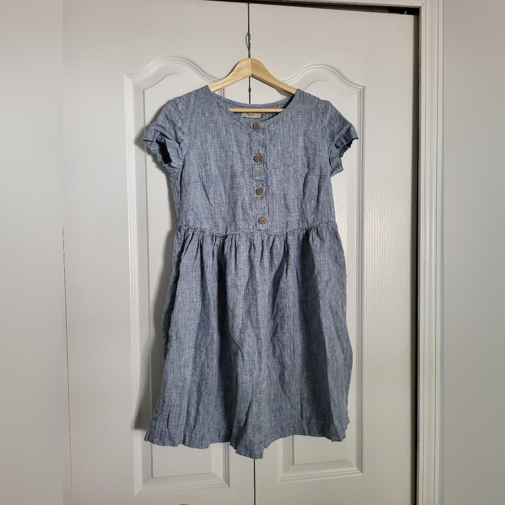 Magic Linen 100% Linen Dress Denim Chambray Blue Size XS